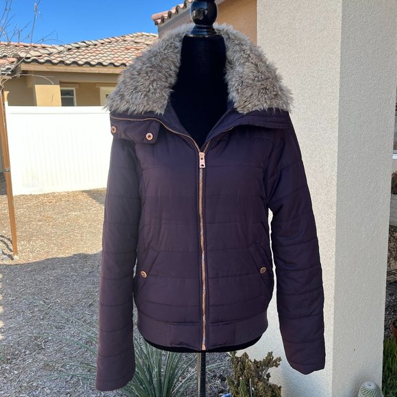 Aeropostale Plum Color Puffer Jacket With Hood Size Small - Picture 1 of 16